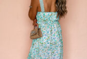Green Floral Lace Tied Strap Empire Waist Maxi Dress