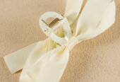 White Bow Decor Large Hair Claw Clip