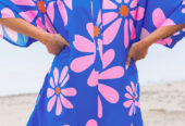 Blue Summer Flower Print Shirt Collar Button Front Loose Romper