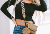 Camel Colorblock Strap Chain Shoulder Bag With Coin Purse