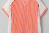 Carrot Twist Rib Colorblock Hi Low Plus Size Short Sleeve Top