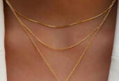 Gold Bar Pendant Layered Adjustable Chain Necklace