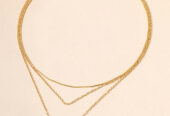 Gold Bar Pendant Layered Adjustable Chain Necklace