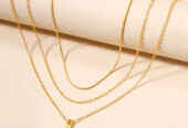 Gold Bar Pendant Layered Adjustable Chain Necklace