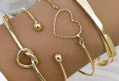 Gold Love Geometric Cross Plated Bracelet 4-piece Set